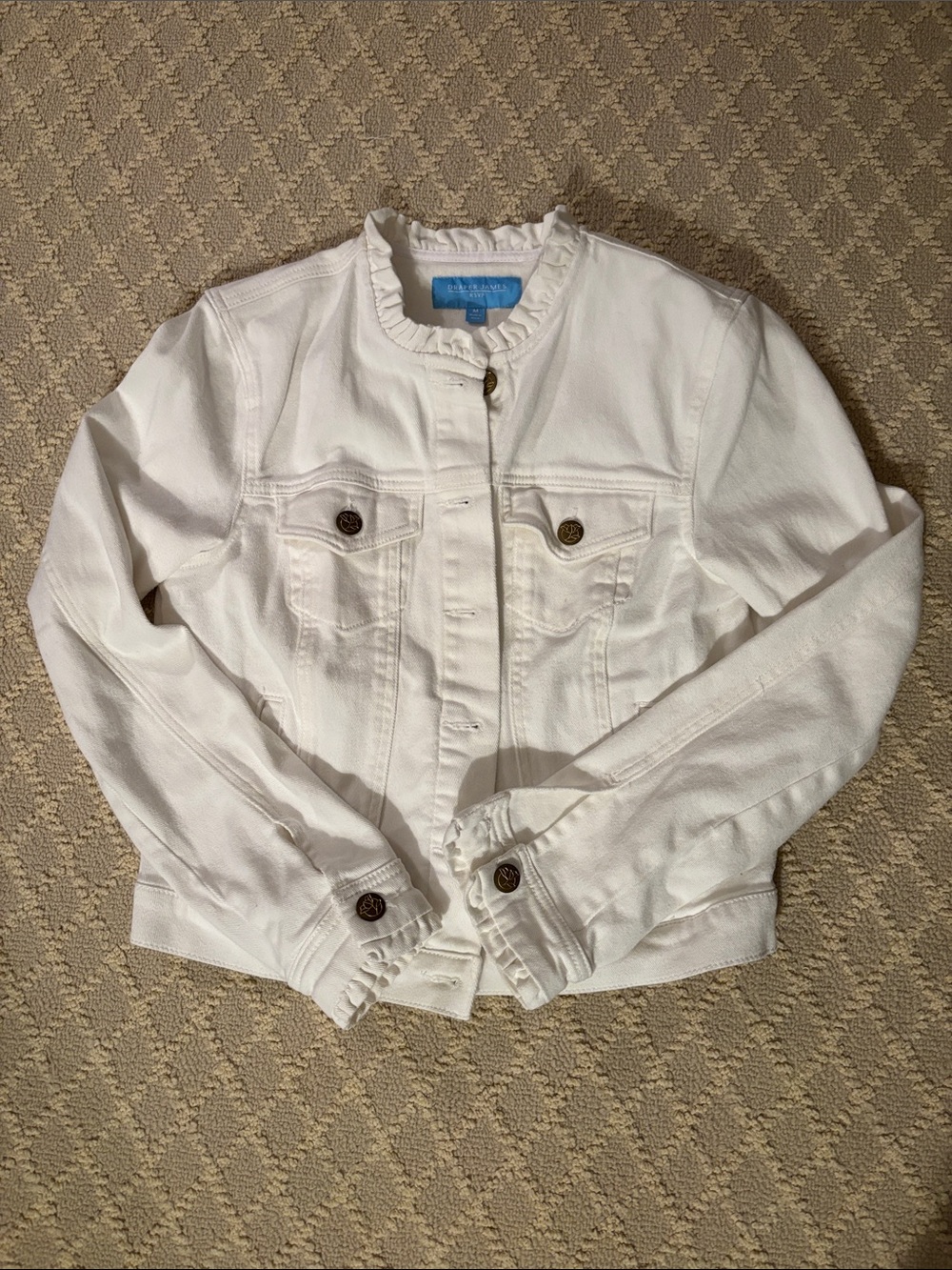 Draper James RSVP White Ruffled Collar Denim Jacket
